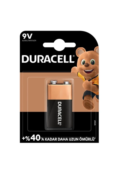 Duracell 9 V Alkaline Pil (6LR61 - MN1604) - 1 Adet