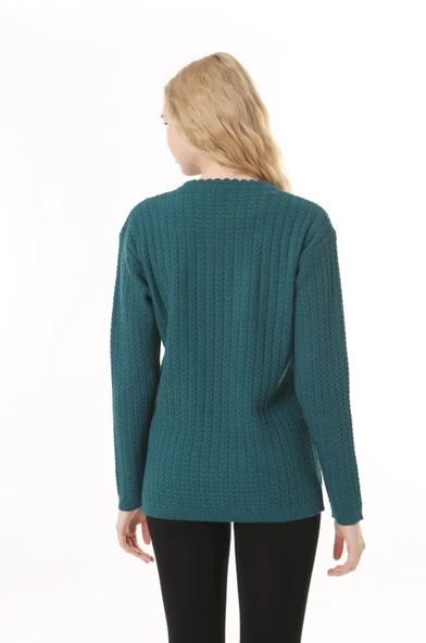 Kadın Saç Örmeli Anne Triko Kışlık Yün kazak - Resim 8