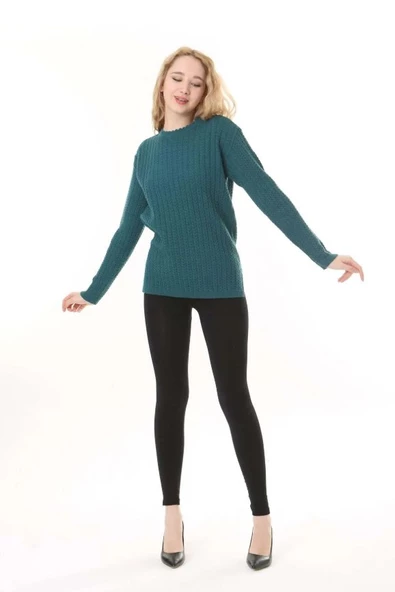 Kadın Saç Örmeli Anne Triko Kışlık Yün kazak - Resim 6