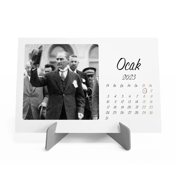2025 Atatürk Takvimi, Atatürk Masa Takvimi, 2025 Takvim - Gri Renk - 2