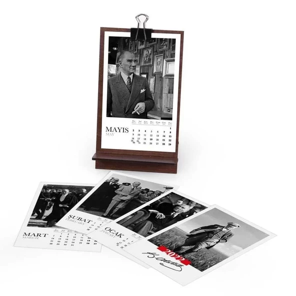 Ahşap Tabanlı Atatürk Masa Takvimi 2025 - 4