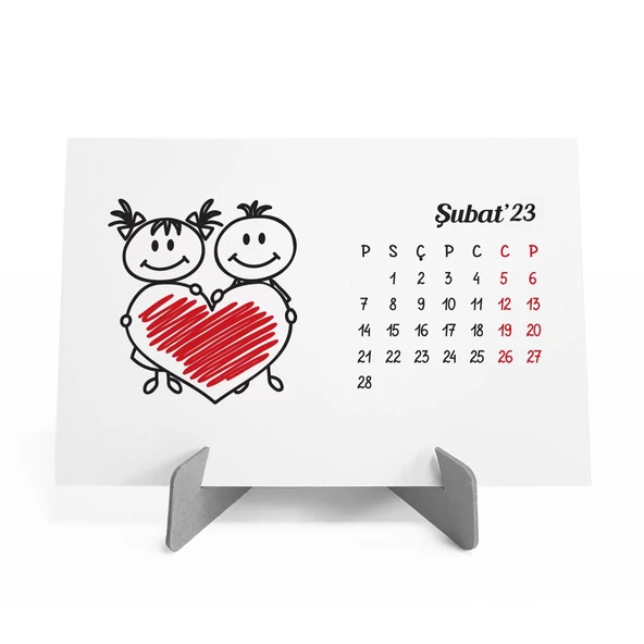 Dört Mevsim Çizgi Resimli Sevimli Çocuklar Takvimi, İlkbahar Yaz Sonbahar Kış Takvimi, Masa Takvimi - Resim 2