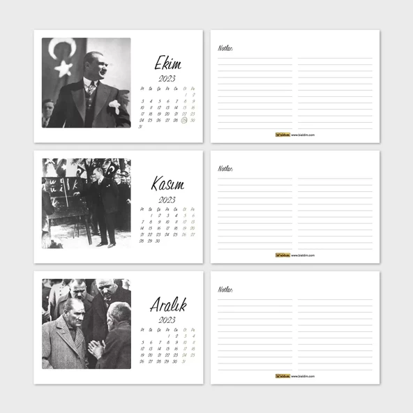 2025 Atatürk Takvimi, Atatürk Masa Takvimi, 2025 Takvim - Gri Renk - 6