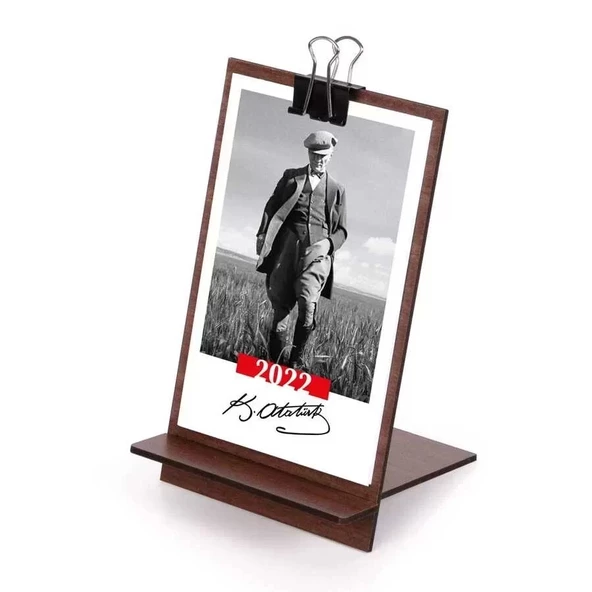 Ahşap Tabanlı Atatürk Masa Takvimi 2025 - 2