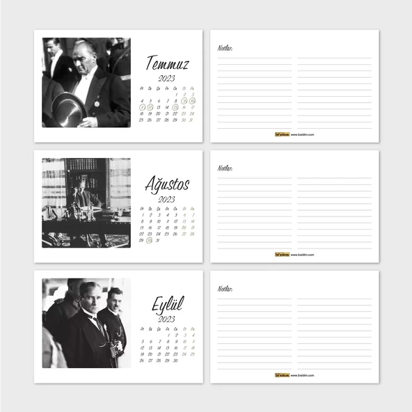 2025 Atatürk Takvimi, Atatürk Masa Takvimi, 2025 Takvim - Gri Renk - 5