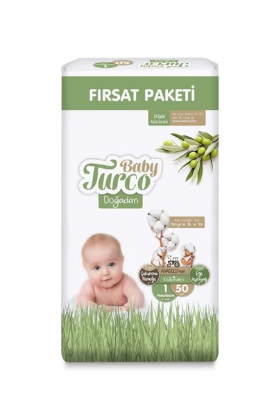 Baby Turco Doğadan Fırsat Paketi Bebek Bezi 1 Numara Newborn 50 Adet - 3