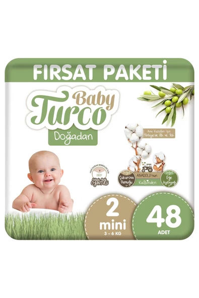 Baby Turco Doğadan Fırsat Paketi Bebek Bezi 2 Numara Mini 48 Adet - 8