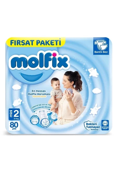 Molfix Bebek Bezi Mini Fırsat Paketi 2 Beden 3-6 Kg 80 Adet