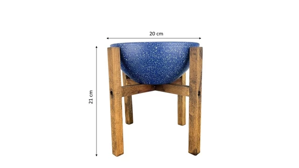 Bitki Tasarımı Ev Dekorasyon Lacivert Granit Aranjman Sunumluk Toprak Saksı 4 Ayaklı 20 Cm Çap - 2