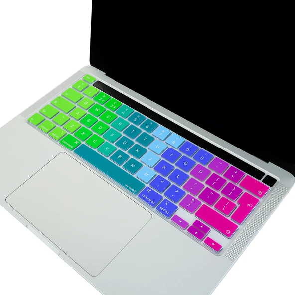 MacBook Pro UK İngilizce Klavye Koruyucu ISO Ters L Enter Silikon Touch Bar 13 M1-M2 ve 16 inç - Resim 2