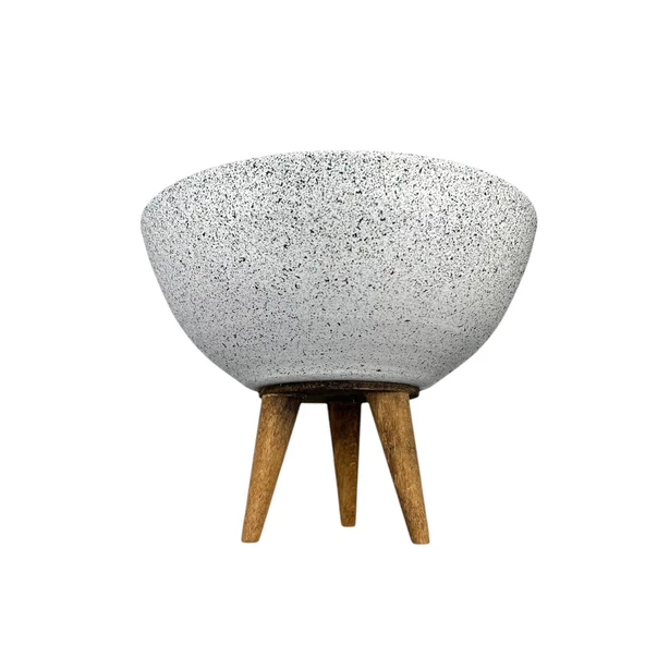 Bitki Tasarımı Ev Dekorasyon Beyaz Granit Aranjman Sunumluk Toprak Saksı 3 Ayaklı 20 Cm Çap - Resim 3