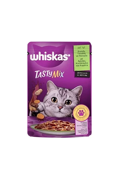 Pouch Tastymix Sos Içinde Kuzulu Tavuklu Ve Havuçlu Yetişkin Kedi Konservesi 6 Adet 85 gr