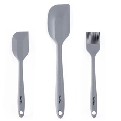 Tantitoni Gri Renkli 3 Lü Silikon Spatula Ve Fırça Seti (Elvin Home Concept) ürün görseli