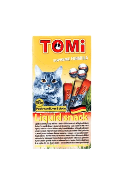 Tomi Stick Likit Ciğerli ve Biyotinli Kedi Kreması 8x15gr