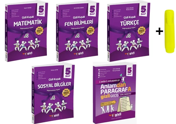 Gizli Yayınları 5. Sınıf Matematik Fen Türkçe Sosyal Değerlendirme Föyleri ve Paragraf
