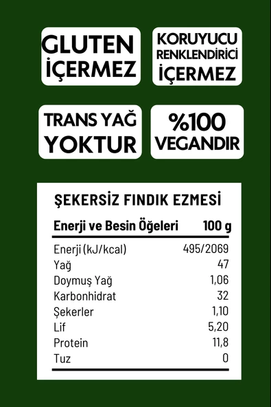 Şekersiz Fındık Ezmesi 300 gr - %100 Fındık - 3