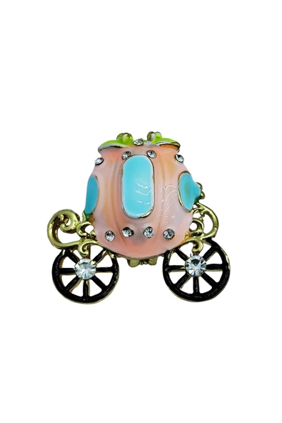 Masalsı Kristal At Arabası Broş - Resim 2