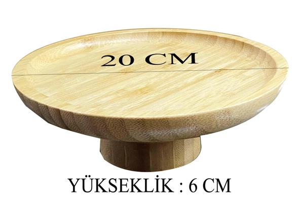 Bambu Ayaklı Servis Tabağı 20 CM Mini İkramlık Sunumluk - 2