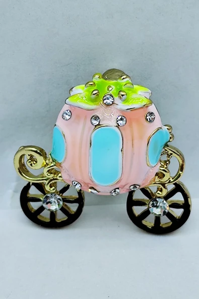 Masalsı Kristal At Arabası Broş - Resim 3