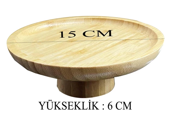 Bambu Ayaklı Servis Tabağı 15/20 CM Mini İkramlık Sunumluk - 2