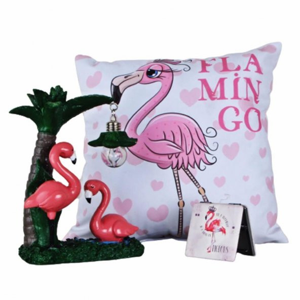 Flamingo Işıklı Biblo Flamingo Puf Yastık Flamingo Cep Aynası