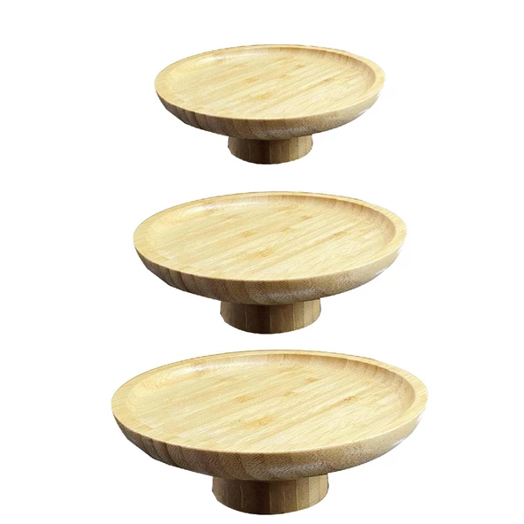 Bambu Ayaklı Servis Tabağı 15/17/20 CM Mini İkramlık Sunumluk
