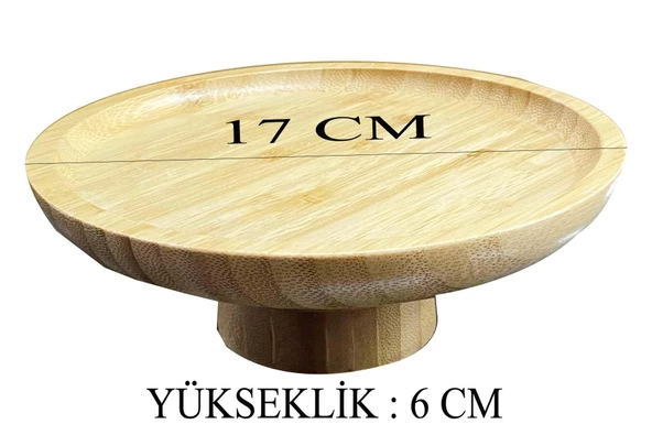 Bambu Ayaklı Servis Tabağı 15/17/20 CM Mini İkramlık Sunumluk - 3