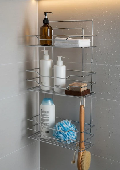 3 Katlı Banyo Rafı - Paslanmaz Banyo Düzenleyici