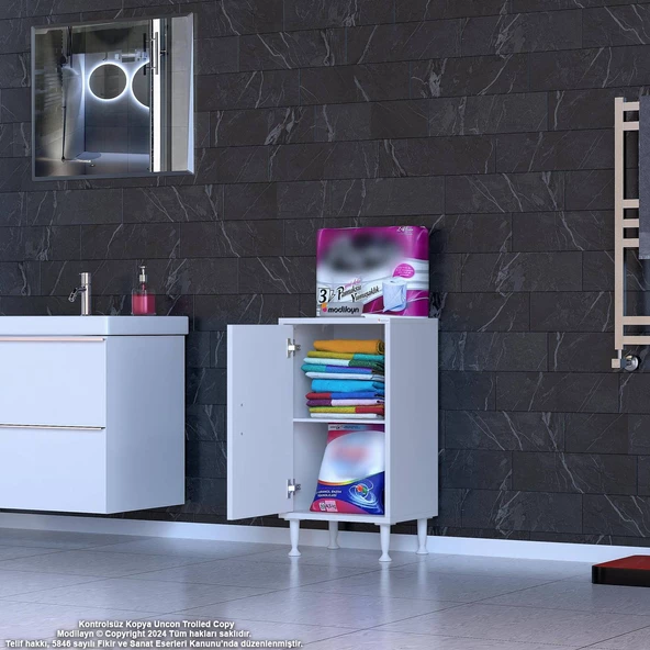 Modilayn SÖKE Küçük Alanlar İçin Akıllı Çözümler 50x75x32,5 cm’ lik 1 Kapaklı 2 Göz Raf Dolap - 2