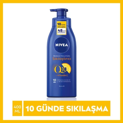 Nıvea Sıkılaştırıcı Vücut Sütü Q10 + C Vitamini (400Ml); 48 Saat Vücut Nemlendirme; 10 Günde Sıkılaşma; Kuru Ciltler İçin; Vücut Bakım