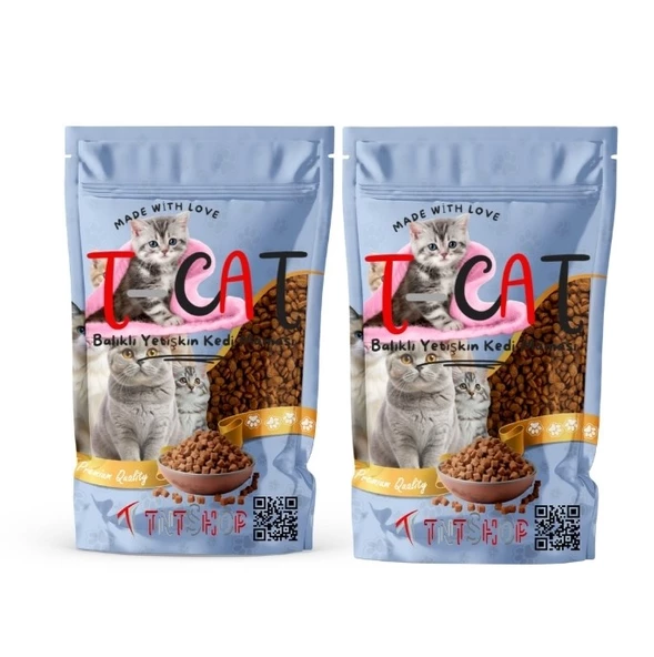 T-CAT Balıklı Yetişkin Kedi Maması 1 Kg. x 2 Adet - Sağlıklı ve Dengeli Beslenme