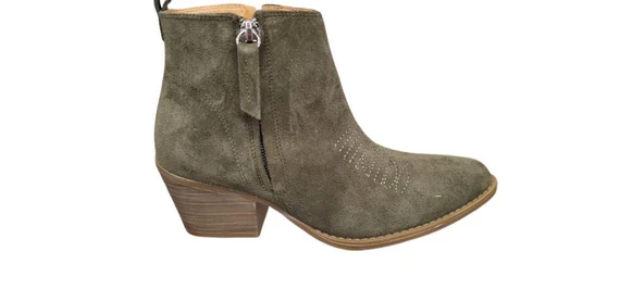 MAMMAMİA D24KB-1720 TOPUKLU SÜET DERİ WESTERN KADIN BOT - Resim 2