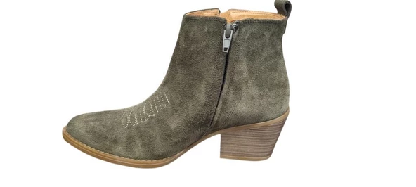 MAMMAMİA D24KB-1720 TOPUKLU SÜET DERİ WESTERN KADIN BOT - Resim 8