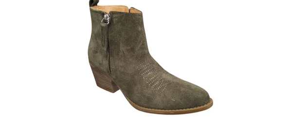 MAMMAMİA D24KB-1720 TOPUKLU SÜET DERİ WESTERN KADIN BOT - Resim 10