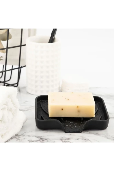 TİNEKE Silikon Mutfak, Banyo Su Giderli Vantuzlu Esnek Sabunluk GRİ Renk - 5