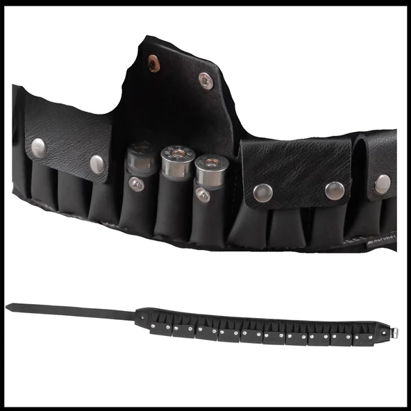 Uyguna-Yakala Siyah - Suni Deri Fişeklik Kapaklı - 052-S - Resim 2