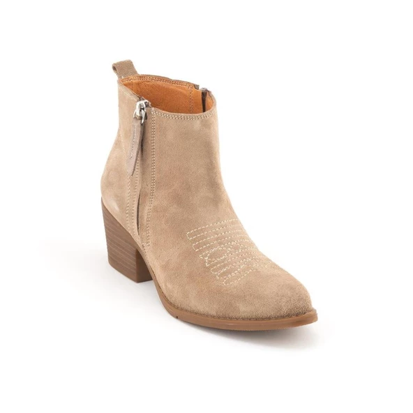 MAMMAMİA D24KB-1720 TOPUKLU SÜET DERİ WESTERN KADIN BOT - Resim 5