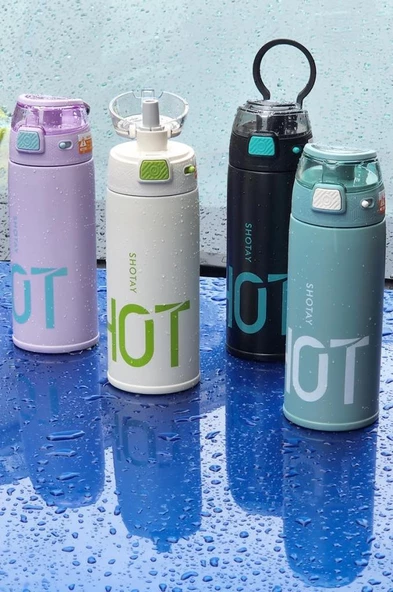 Shotay Çelik Termos Matara 530Ml Siyah - 5