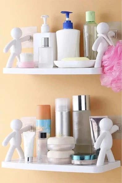 Banyo Mutfak Organizer Şampuan Kozmetik Baharat Kavanoz Düzenleyici Yapışkanlı Raf Çöp Adam 1 AD - 3