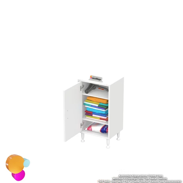 Modilayn SÖKE Küçük Alanlar İçin Akıllı Çözümler 50x75x32,5 cm’ lik 1 Kapaklı 3 Göz Raf Dolap - 6