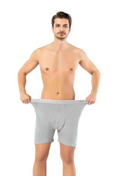 Erdem Erkek Pamuk Elastan Uzun Boxer 1470 - 6 Adet  Gri 2XL - 3