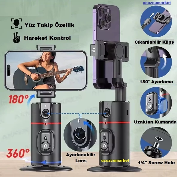 Yüz Takip Eden Uzaktan Kumandalı Otomatik Tripod