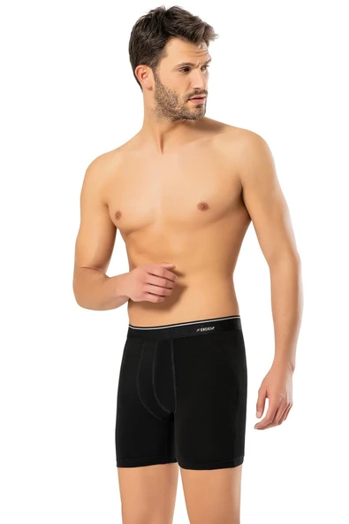 Erdem Erkek Pamuk Elastan Uzun Boxer 1470 - 3 Adet  Siyah M