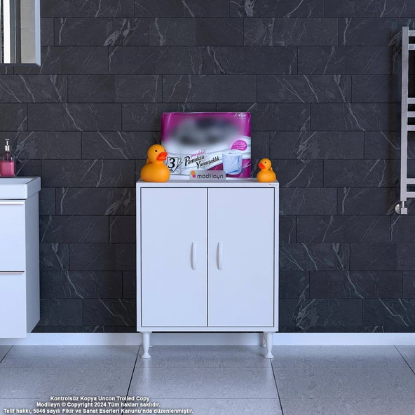 Modilayn SÖKE Küçük Alanlar İçin Akıllı Çözümler 55x75x32,5 cm’ lik 2 Kapaklı 2 Göz Raf Dolap - Resim 3