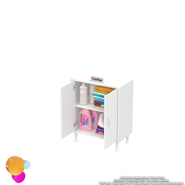 Modilayn SÖKE Küçük Alanlar İçin Akıllı Çözümler 55x75x32,5 cm’ lik 2 Kapaklı 2 Göz Raf Dolap - Resim 6