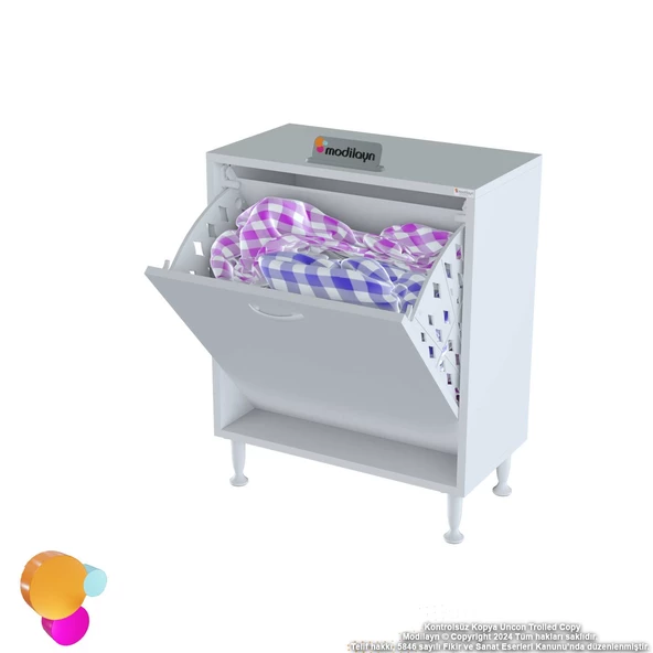 Modilayn SÖKE Banyo İçin Sihirli Kutu 55x75x32,5 cm’ lik 1 Göz Sepet Hazneli Mini Banyo Dolabı - Resim 7