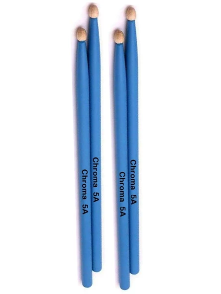 Chroma Baget Mavi 2 Çift - Davul - Bateri Bageti Drumsticks 5a Pürüzsüz Yüzey