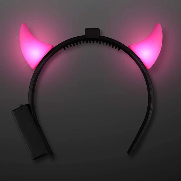 14 ADET YILBAŞI PARTİ TAÇI  PEMBE IŞIKLI ŞEYTAN BOYNUZU PEMBE IŞIKLI ŞEYTAN TAÇI IŞIKLI NOEL TAÇI - Resim 2