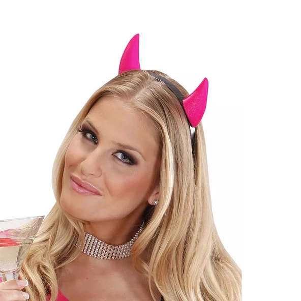 14 ADET YILBAŞI PARTİ TAÇI  PEMBE IŞIKLI ŞEYTAN BOYNUZU PEMBE IŞIKLI ŞEYTAN TAÇI IŞIKLI NOEL TAÇI - Resim 3