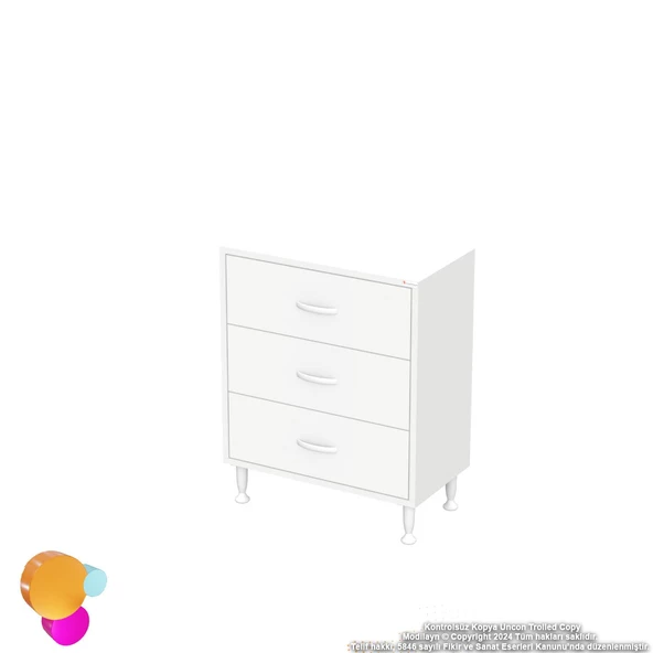 Modilayn SÖKE 3'lü Çekmece Banyo Dolabı 55x75x32,5 cm’ lik Çok Yönlü Çekmecelerle Daha Düzenli - Resim 8